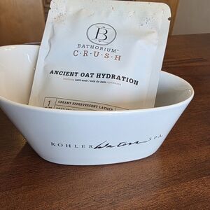 NWT Bathorium Ancient Oat Hydration bath soak with white Kohler Waters Spa bowl